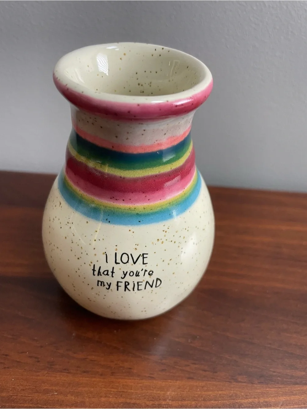 NATURAL LIFE Cream Speckled Vase with Rainbow Stripes